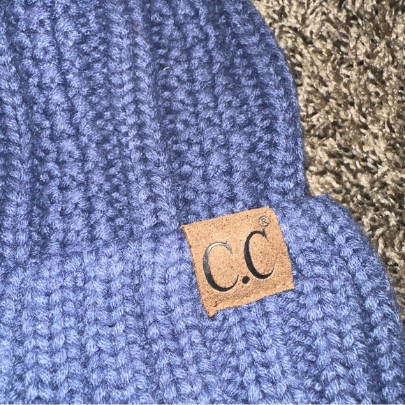 C.C Navy Knit Hat with Tan Pom - Picture 2 of 5